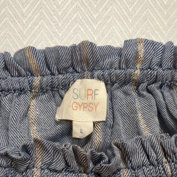 Blue Smocked Puff Sleeve Blouse with Tie Front - Picture 3 of 6